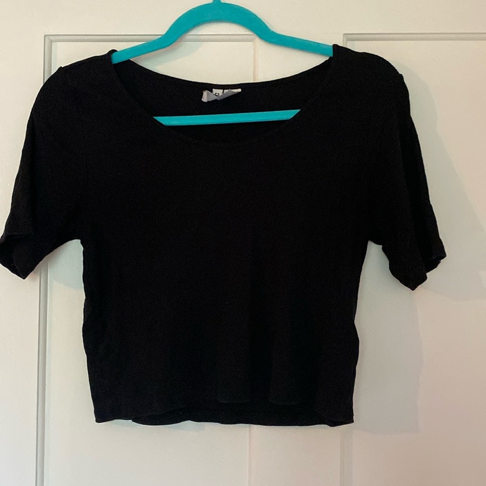 Ribbed cropped cotton tshirt